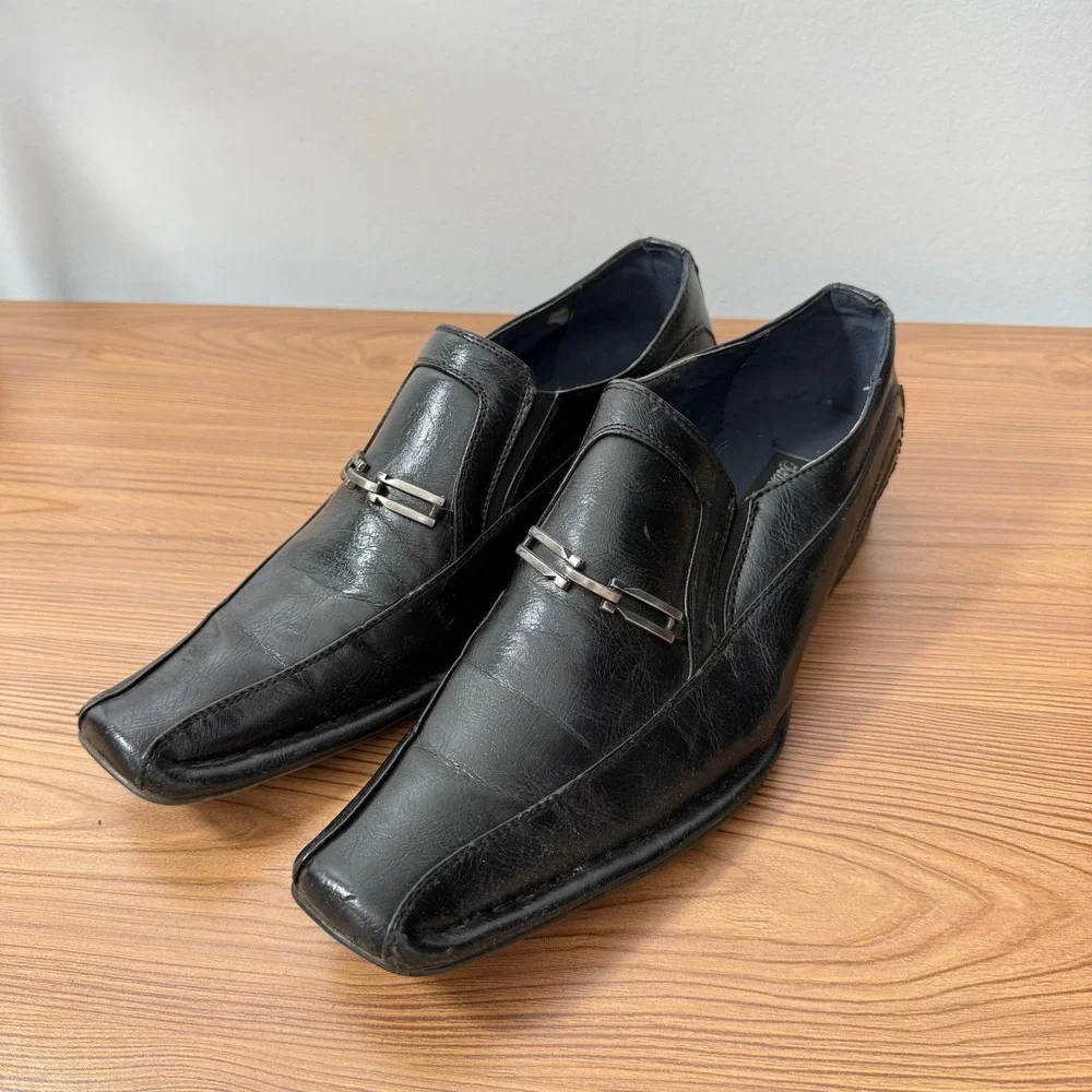 Alberto Fellini Loafers Mens 7.5 Black Wilson 02 Square Bit‎ Slip On Dress Shoe